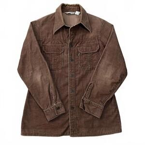 Vintage 70's Levis Panatela Brown Corduroy Western Shirt Size Medium